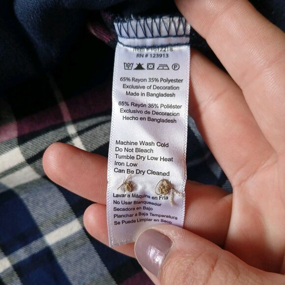 Jachs Girlfriend Blue Purple Plaid Soft Flannel Shirt Size XL Long Sleeve Hike - Picture 9 of 11